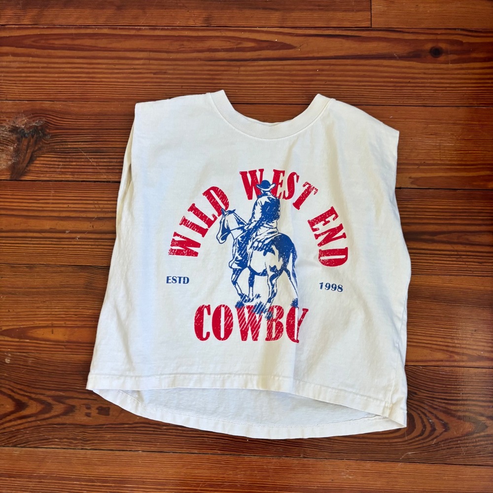 Wild West End Cowboy Graphic Cotton Muscle Tee Western Rodeo Cowboy Cowgirl XS